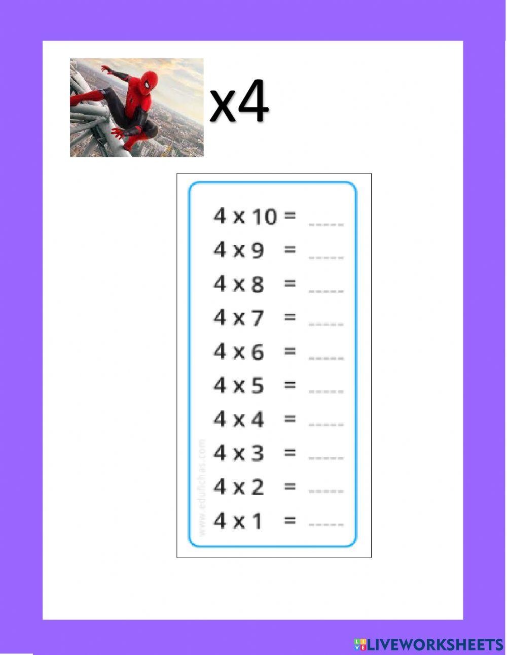 Multiplicaciones del 1 al 9