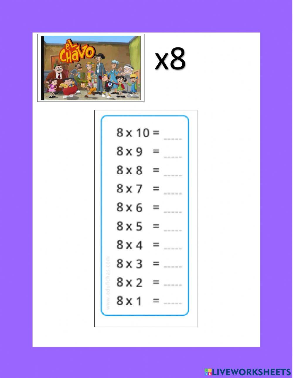 Multiplicaciones del 1 al 9