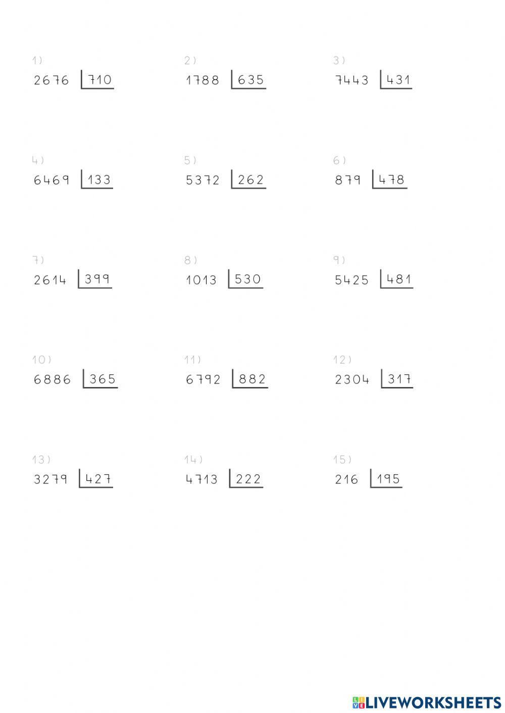 Ejercicios de división