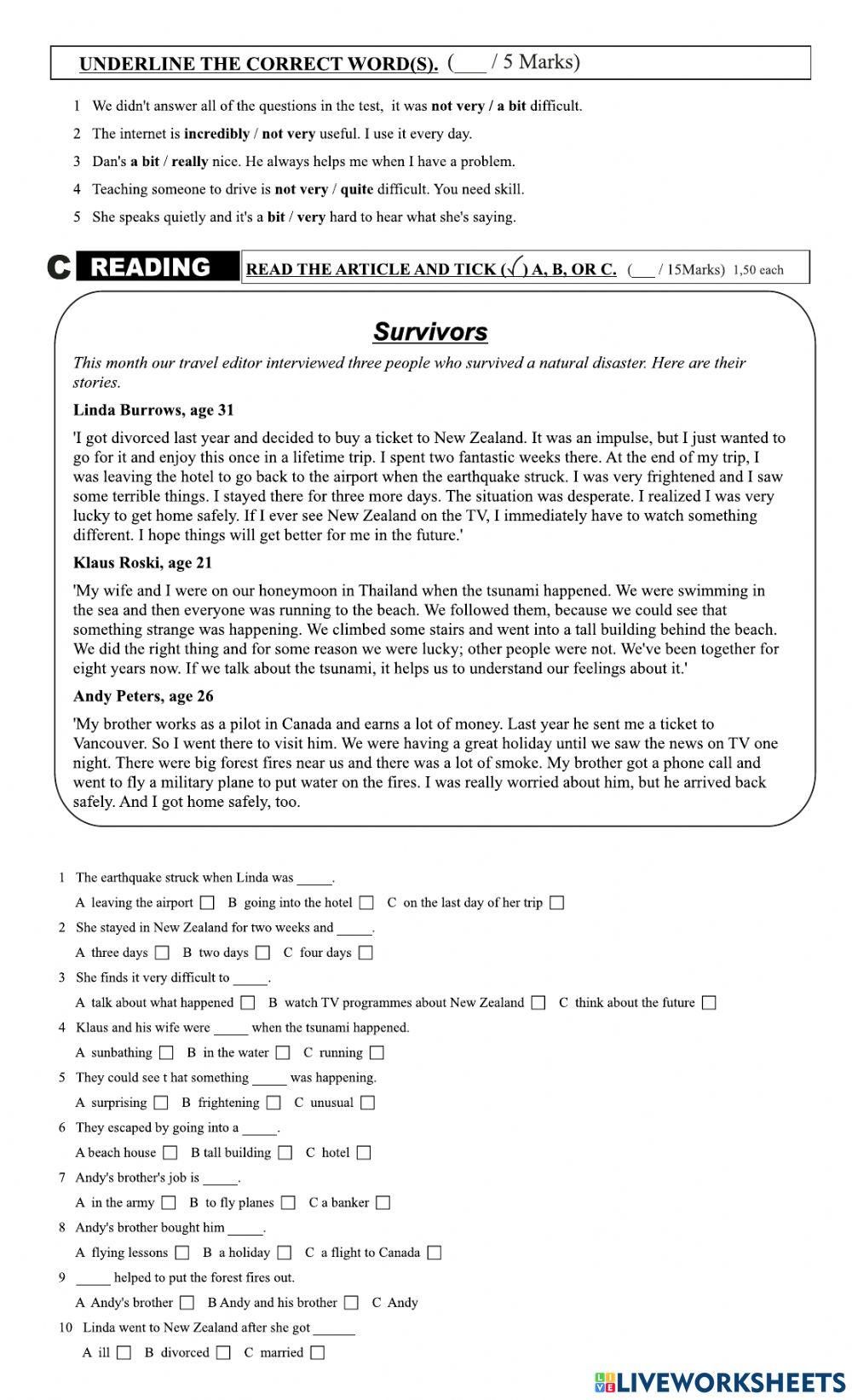 Pre-intermediate A - Written Mock