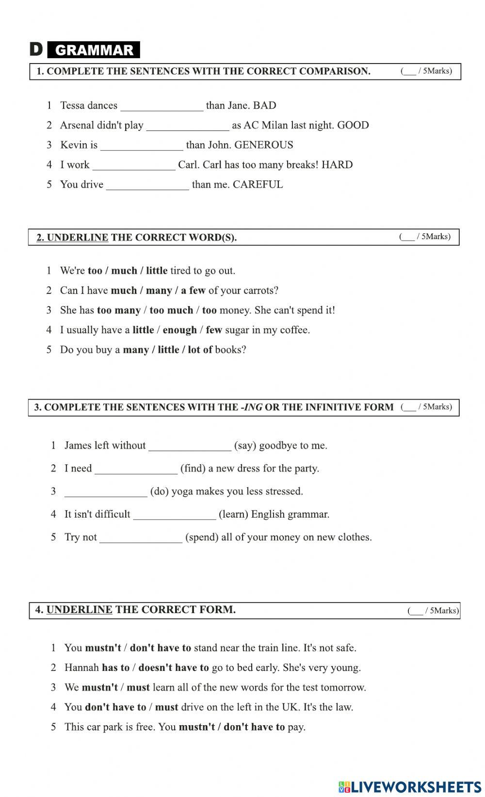 Pre-intermediate A - Written Mock