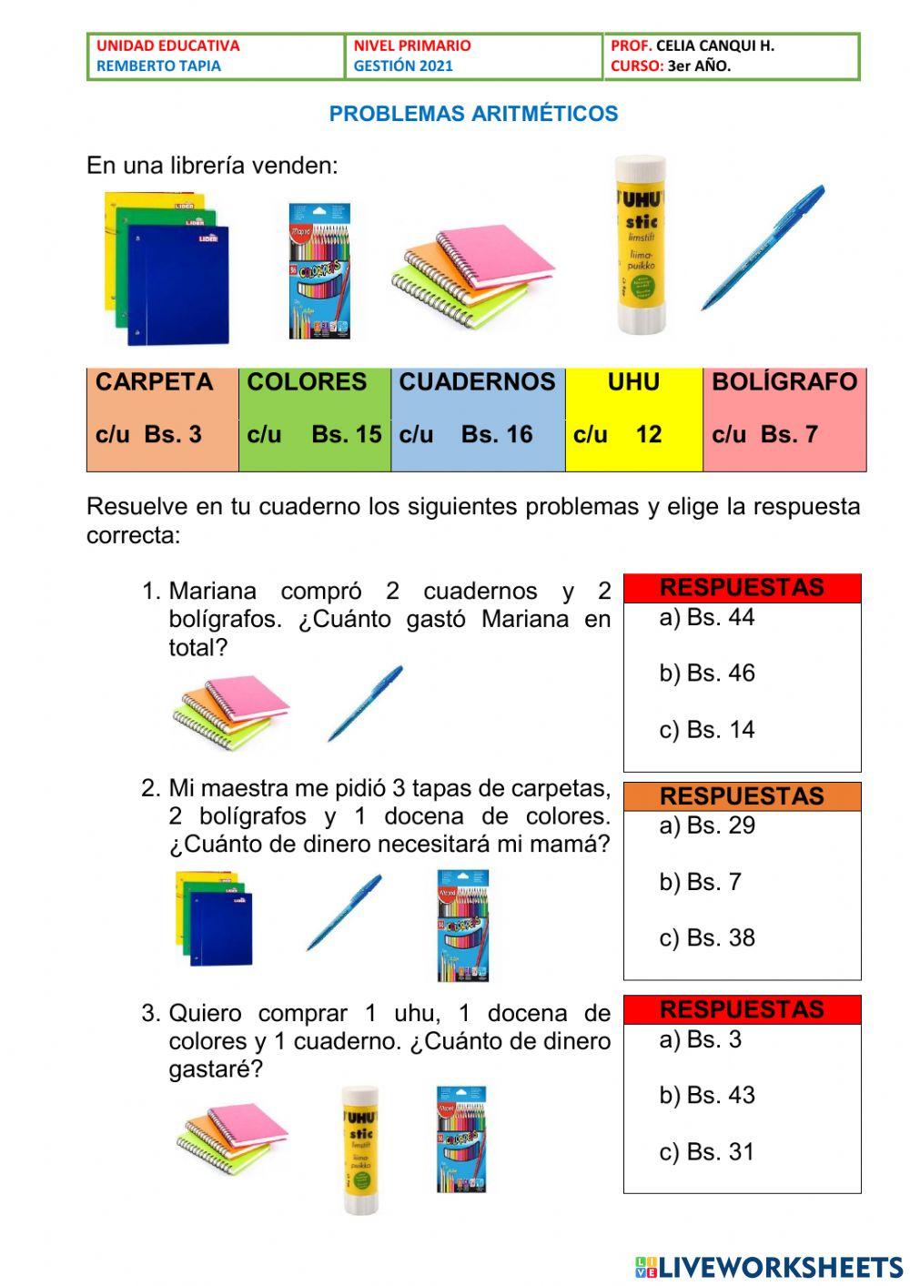 Problemas aritméticos