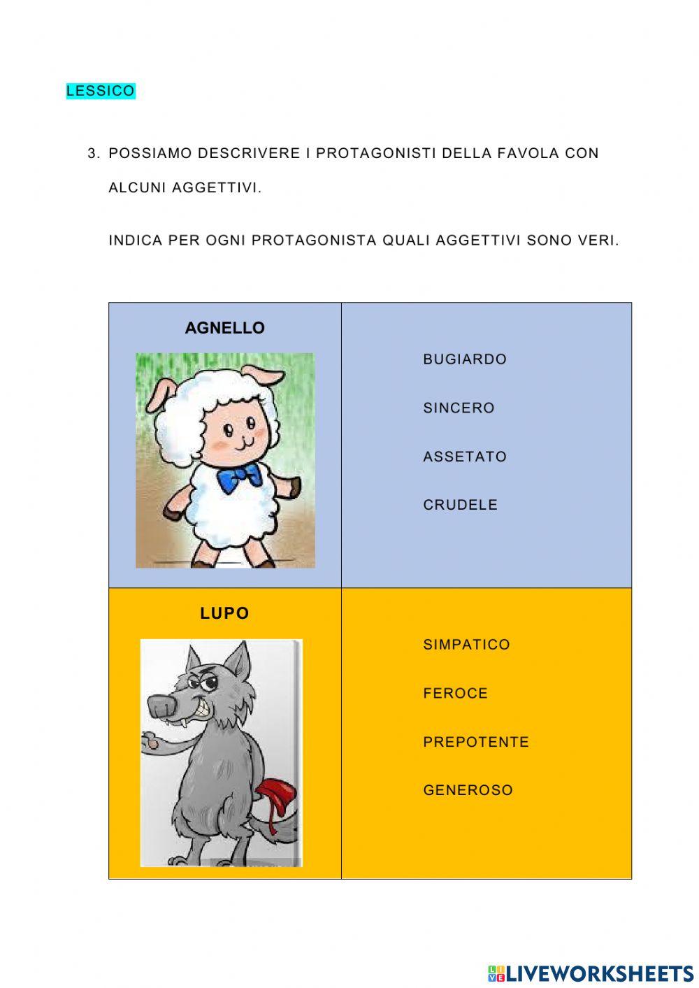 VERIFICA IL LUPO E L #39 AGNELLO online exercise for Live Worksheets