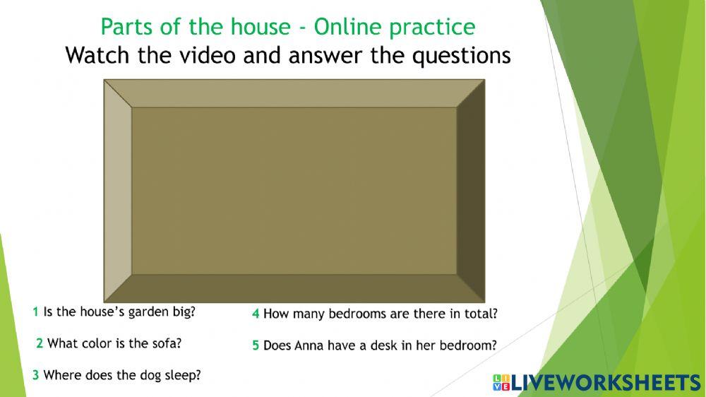 Parts of the house - comprehension Parts of the house - comprehension