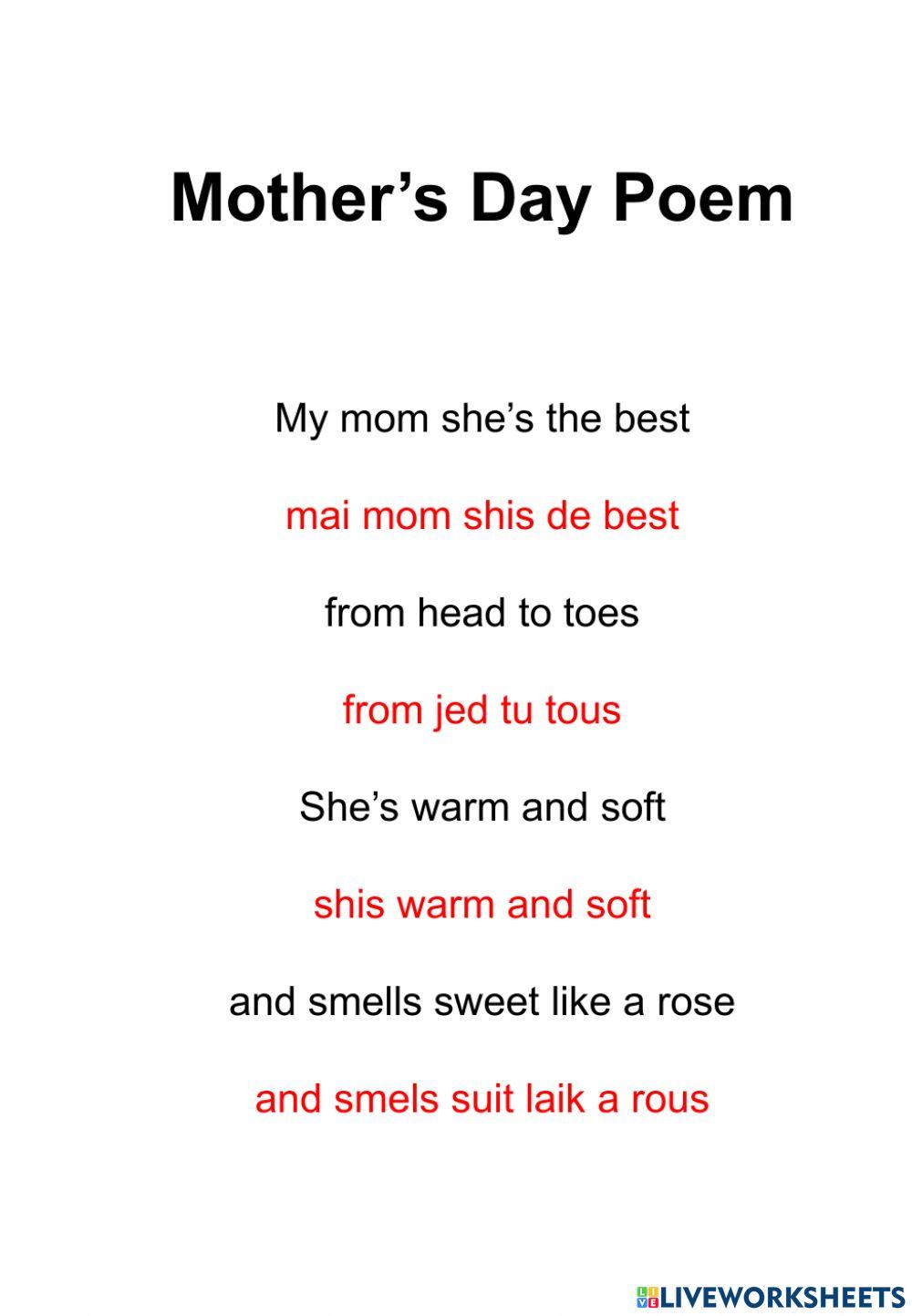 Mother's Day Poem 4years