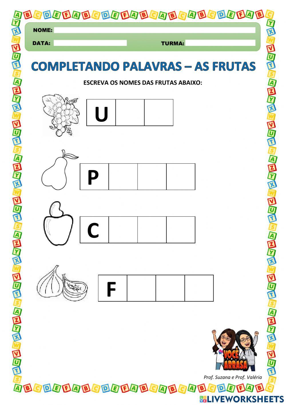 Completando Palavras - As Frutas