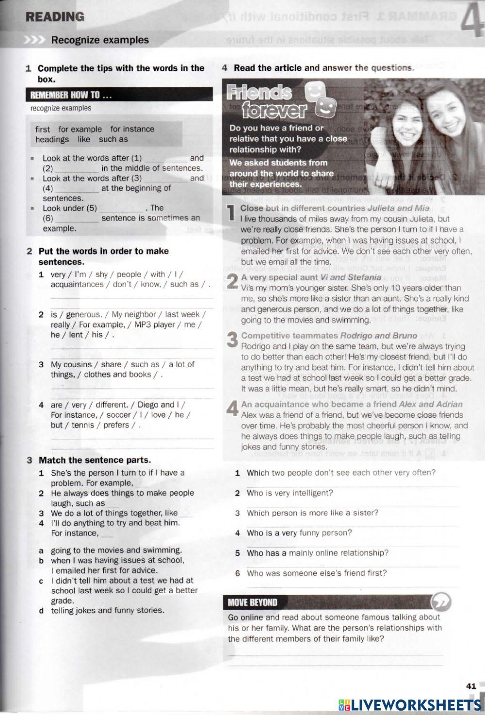 VIP - Reading: Recognize examples