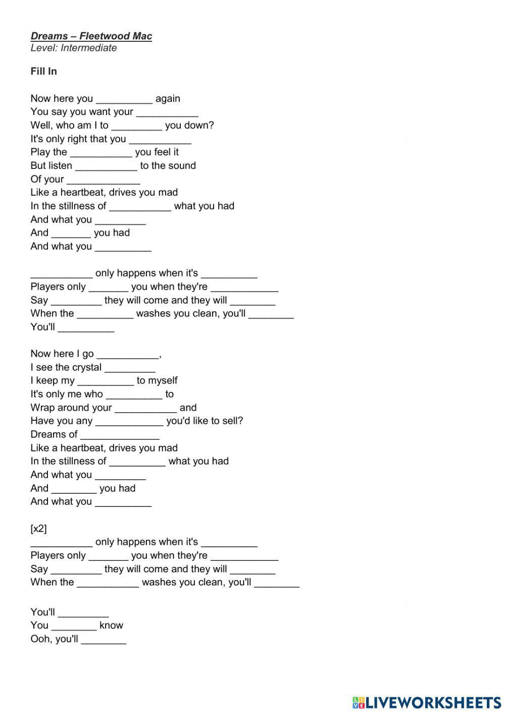 Dreams - Fleetwood Mac - Intermediate