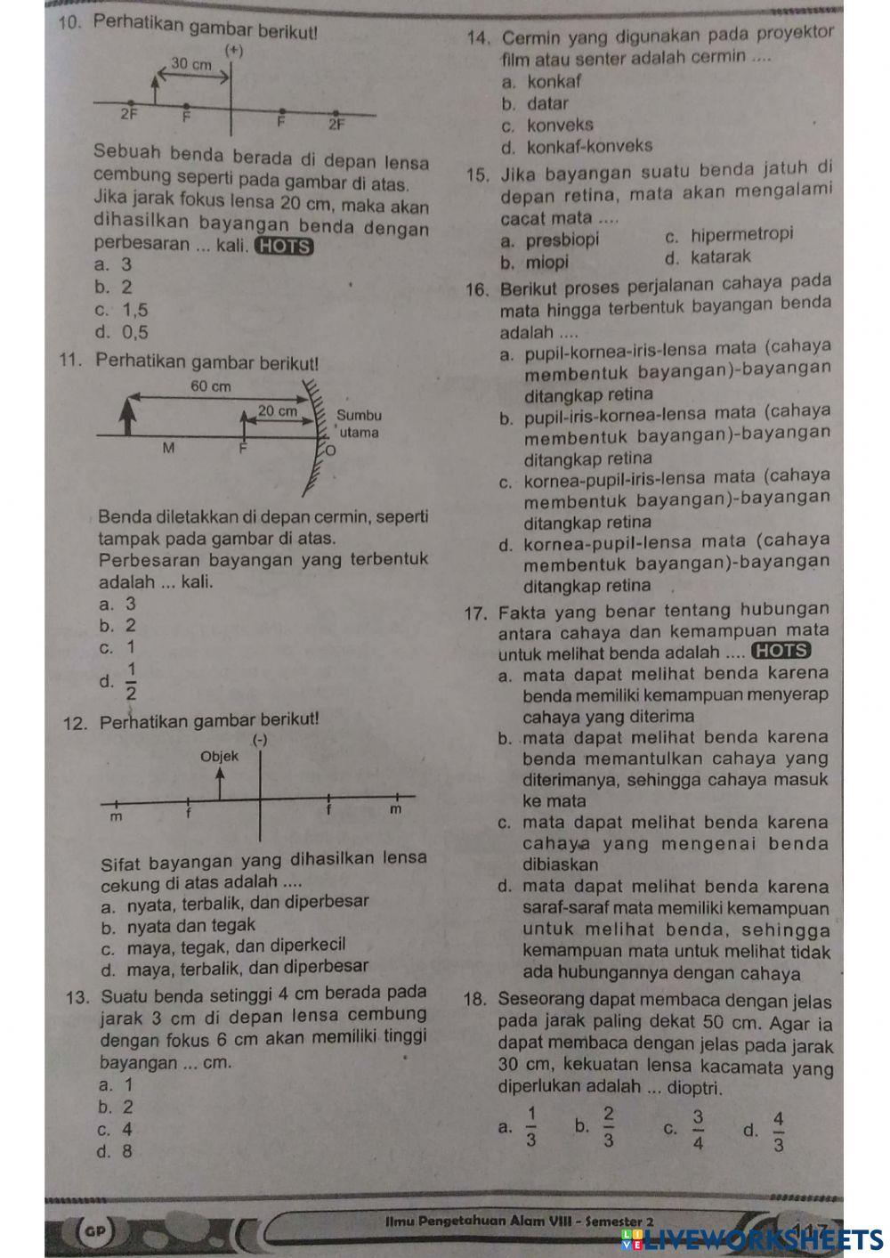 Pretest bab cahaya dan optik