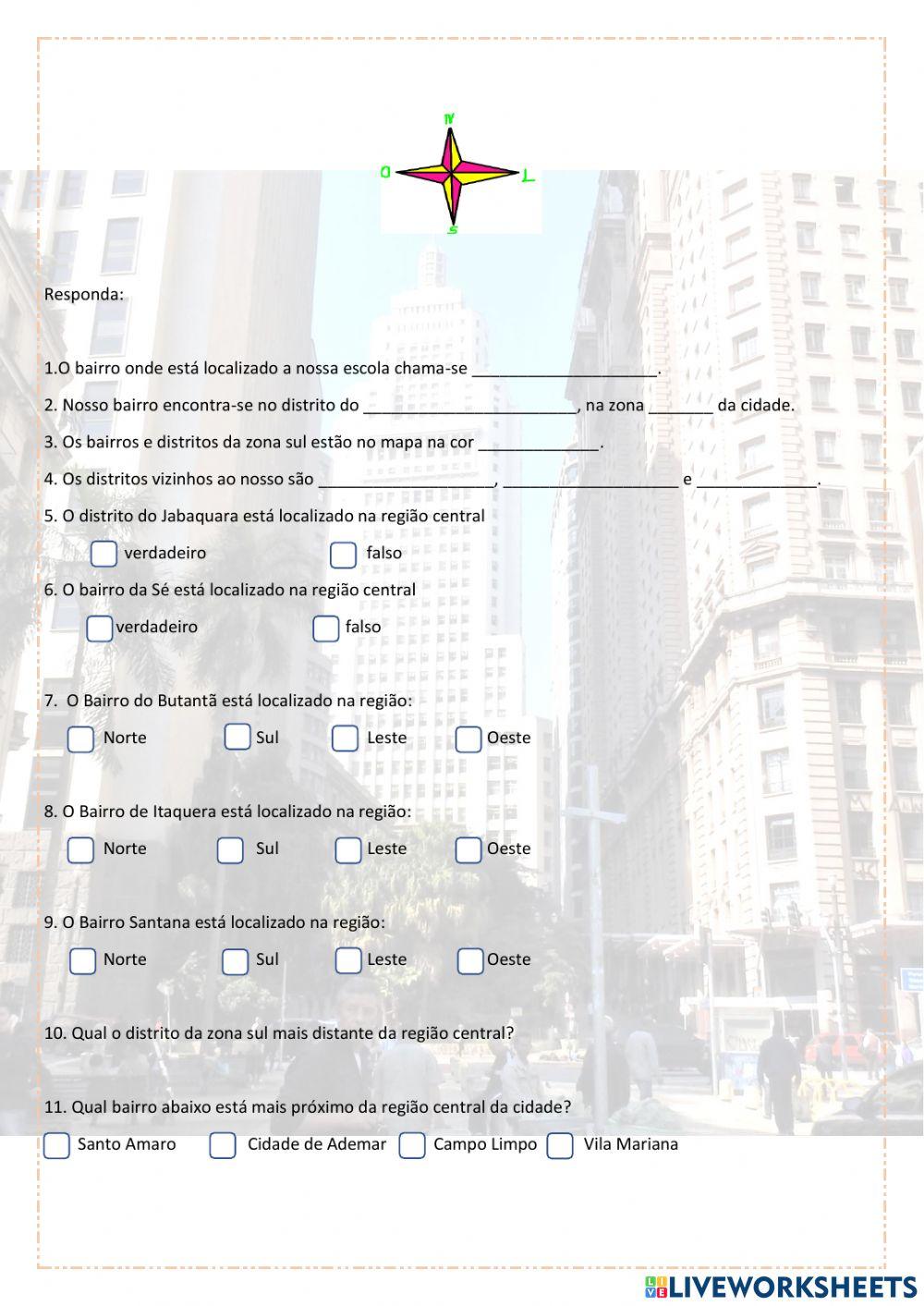 Mapa da Cidade de São Paulo, zona sul