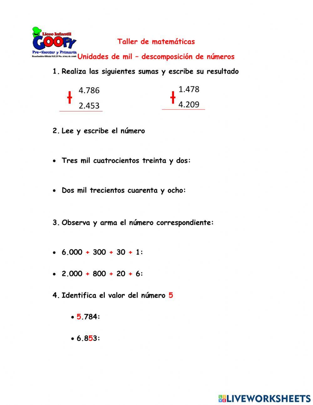 Unidades de mil - descomposición