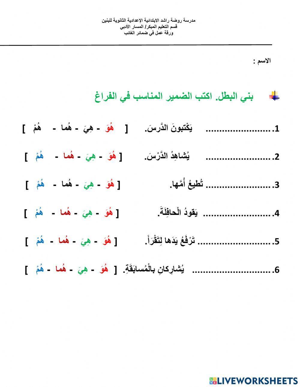 ضمائر الغائب