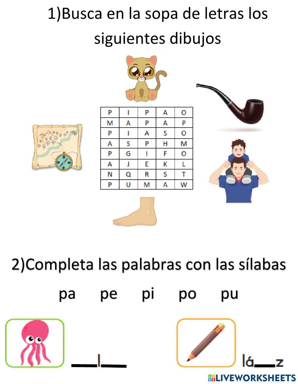 1° Lenguaje y comunicación: ficha interactiva: Letra P