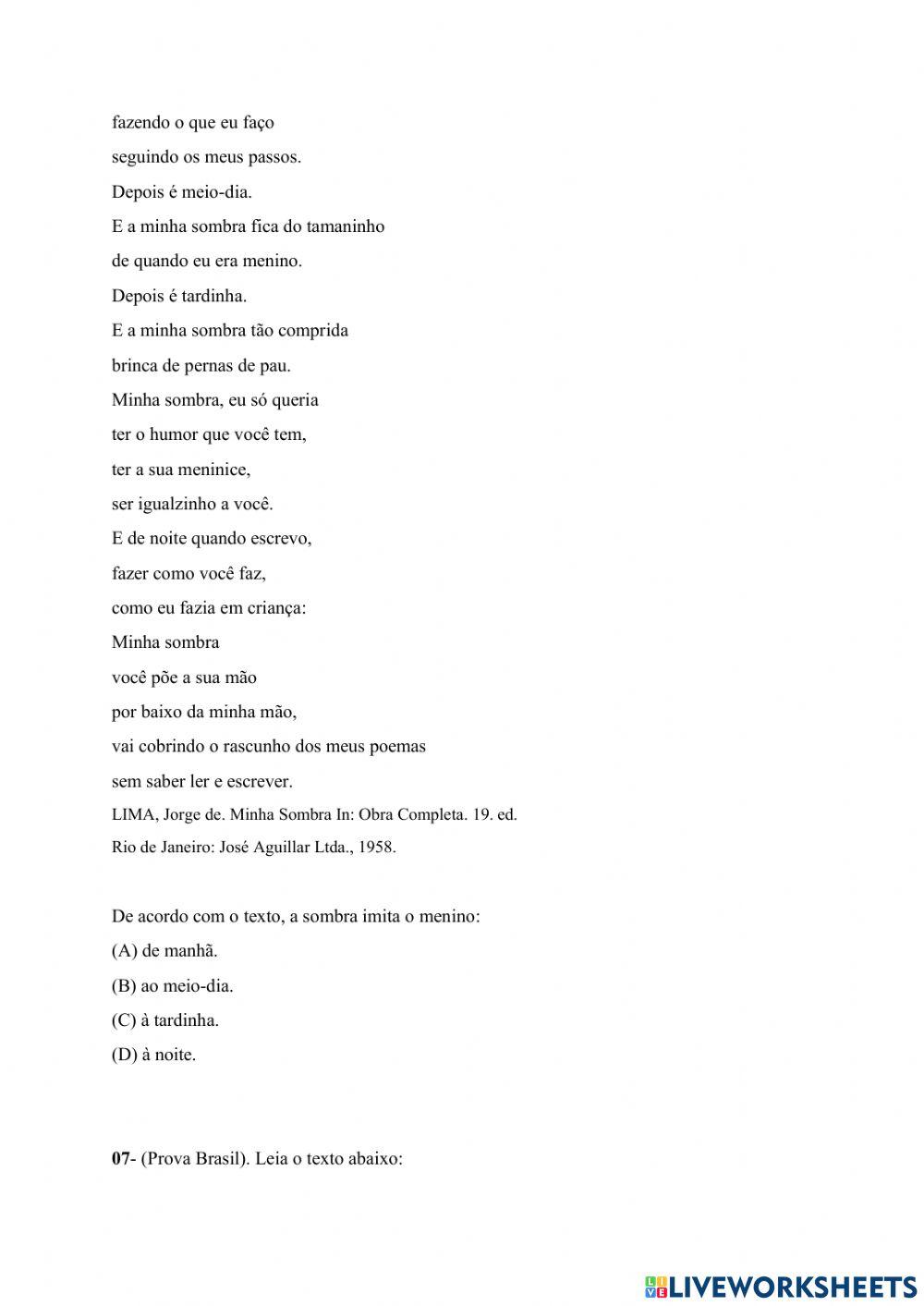 Atividades de Língua Portuguesa 9º ano