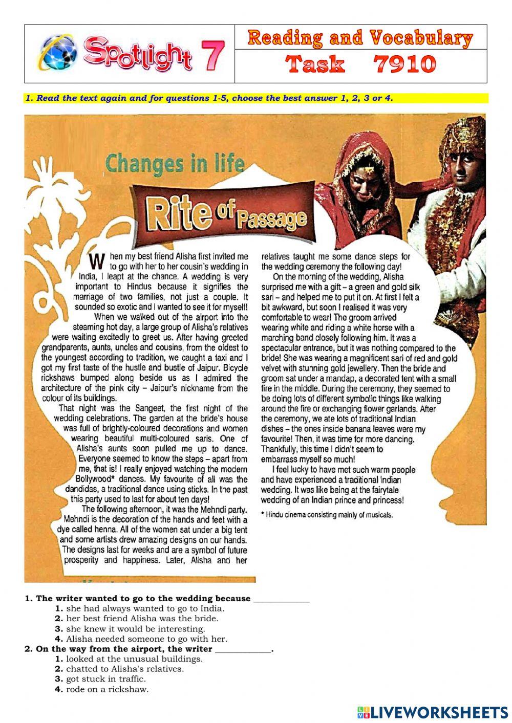 Spotlight 7 Task 7910