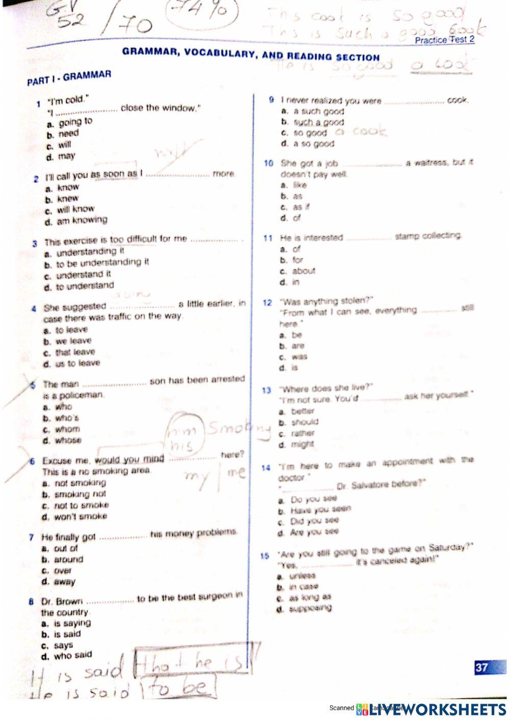 Ecce , practice test 1, -2