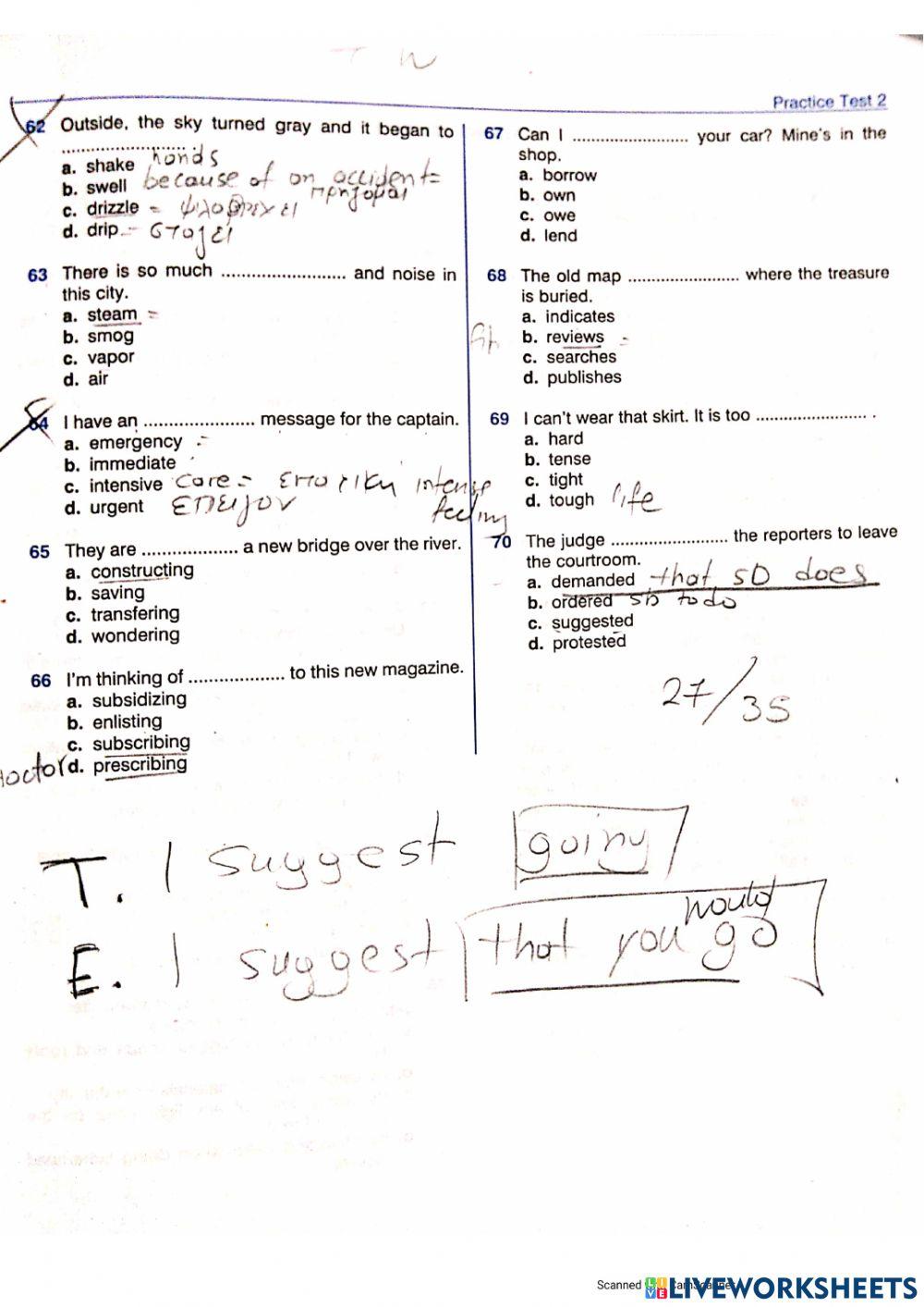 Ecce , practice test 1, -2