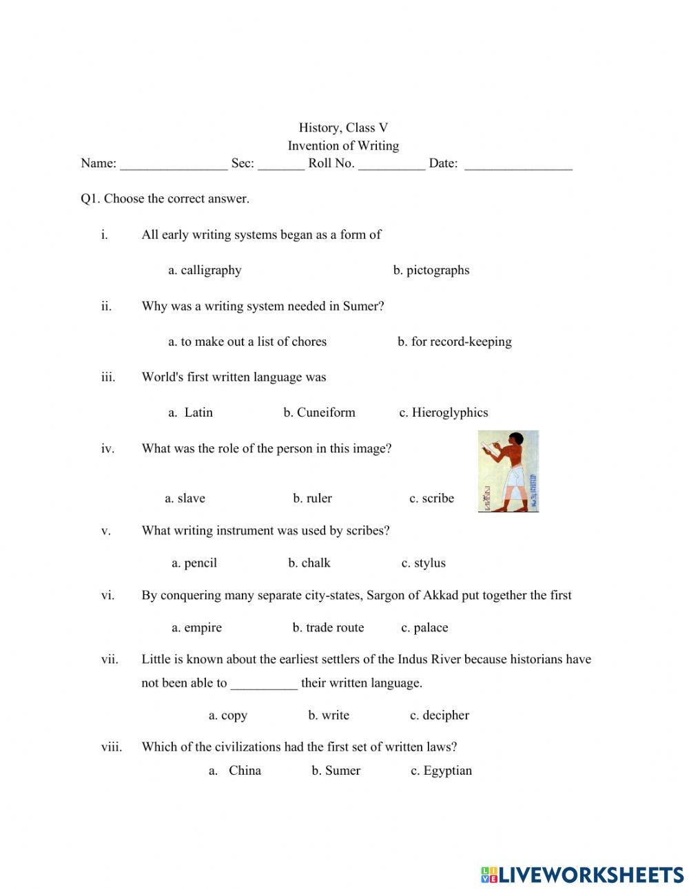 Invention of writing