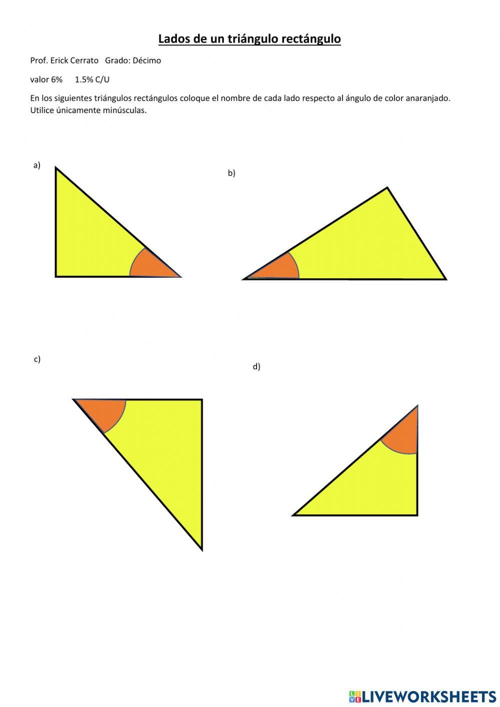 Lados de un triangulo rectangulo