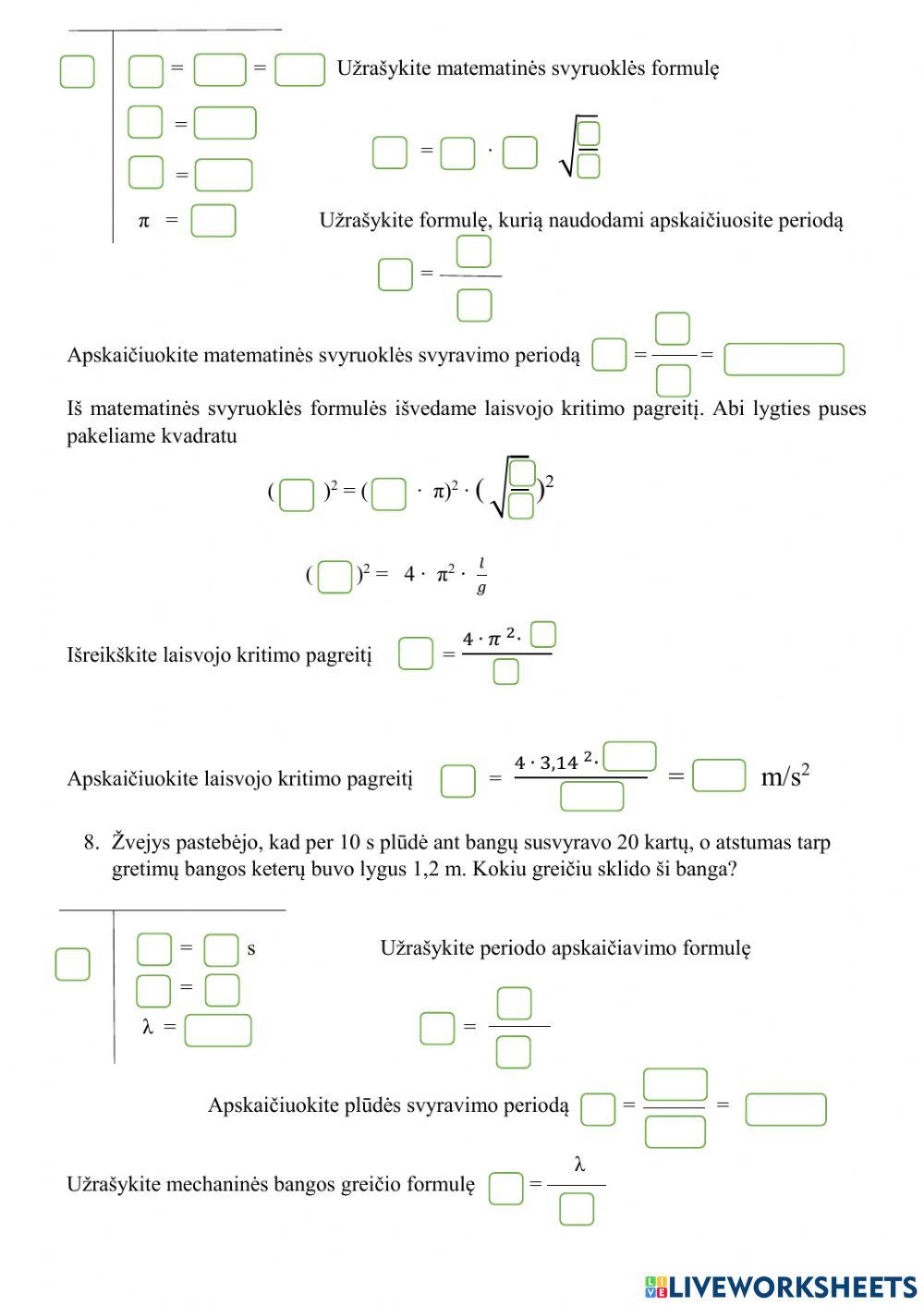 Uždavinių sprendimas. Svyravimas. Garsas