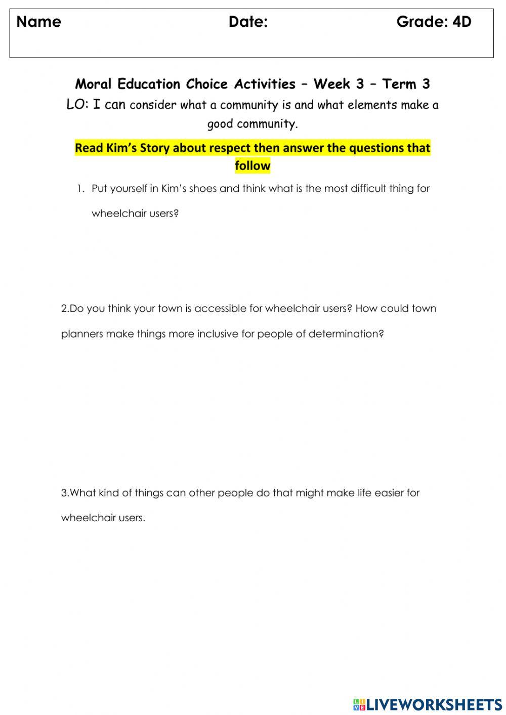 Moral Education Week 3 TERM 3