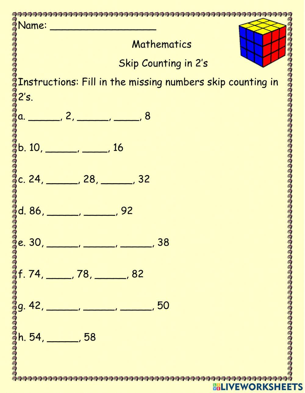 Skip counting in 2's