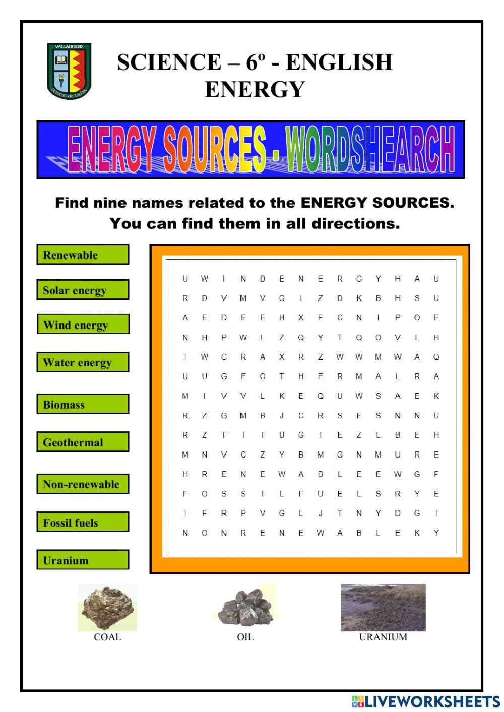Energy: energy sources