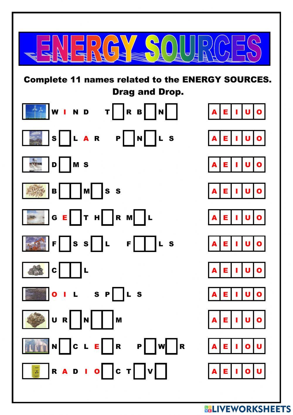 Energy: energy sources