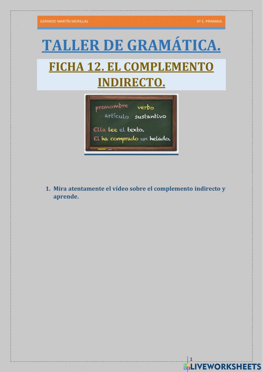 Taller de gramática. Ficha 12.