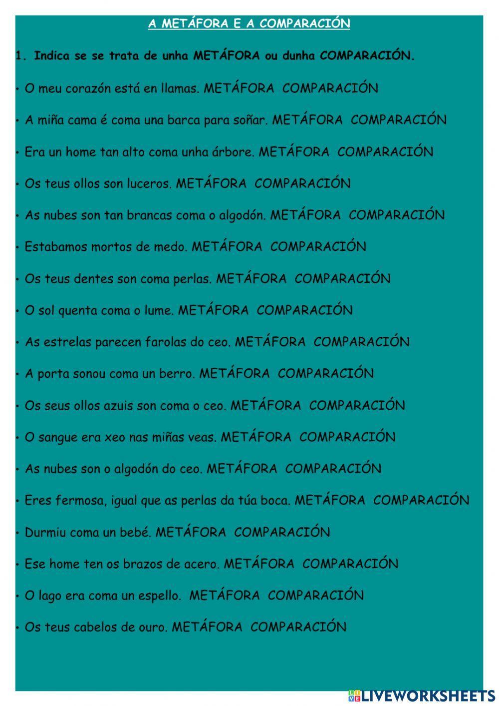 A metáfora e a comparación