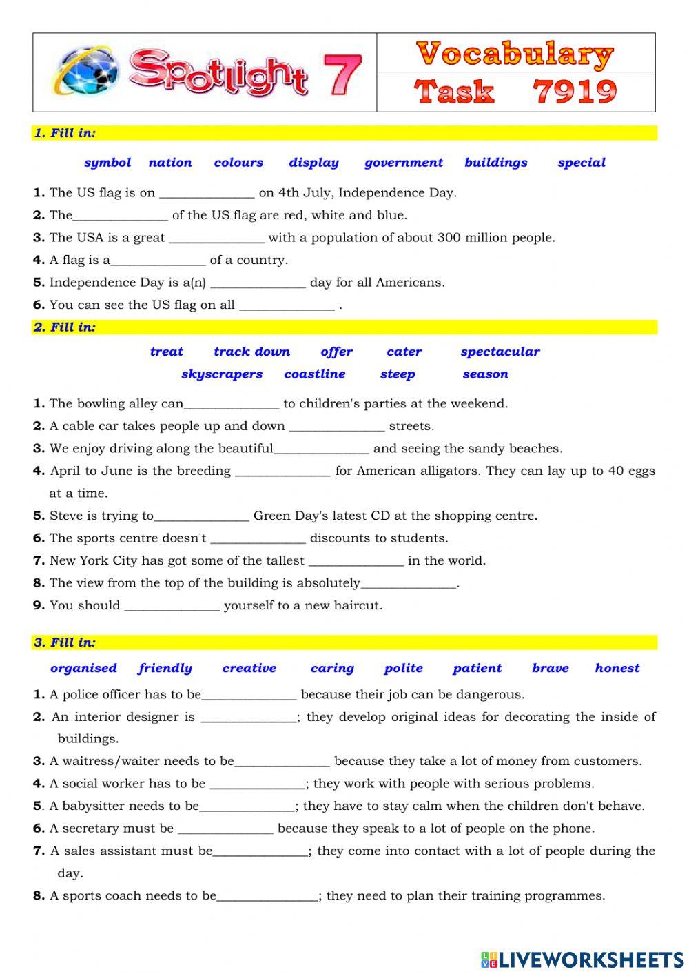 Spotlight 7 Task 7919