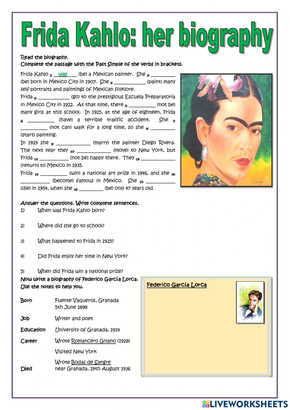 Frida Kahlo Past simple