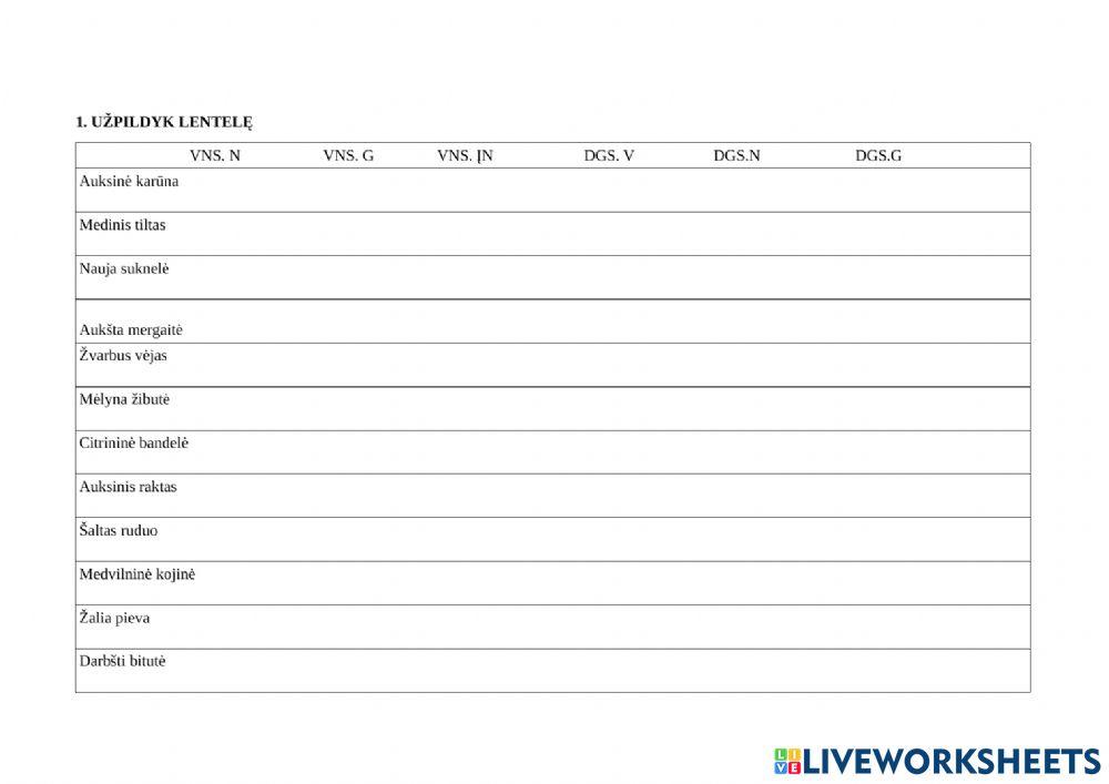Daiktavardžio- būdvardžio linksniavimas