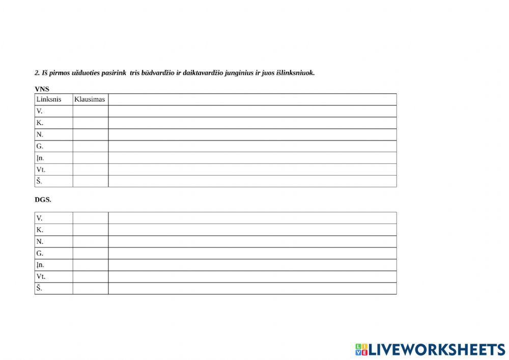 Daiktavardžio- būdvardžio linksniavimas