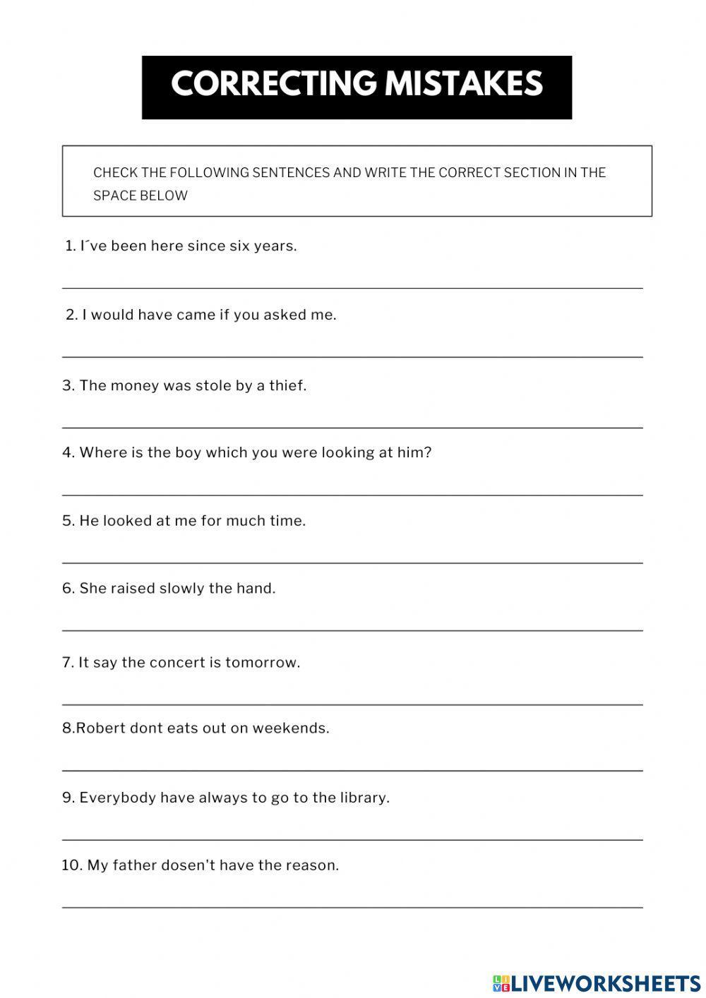 Correct the mistakes