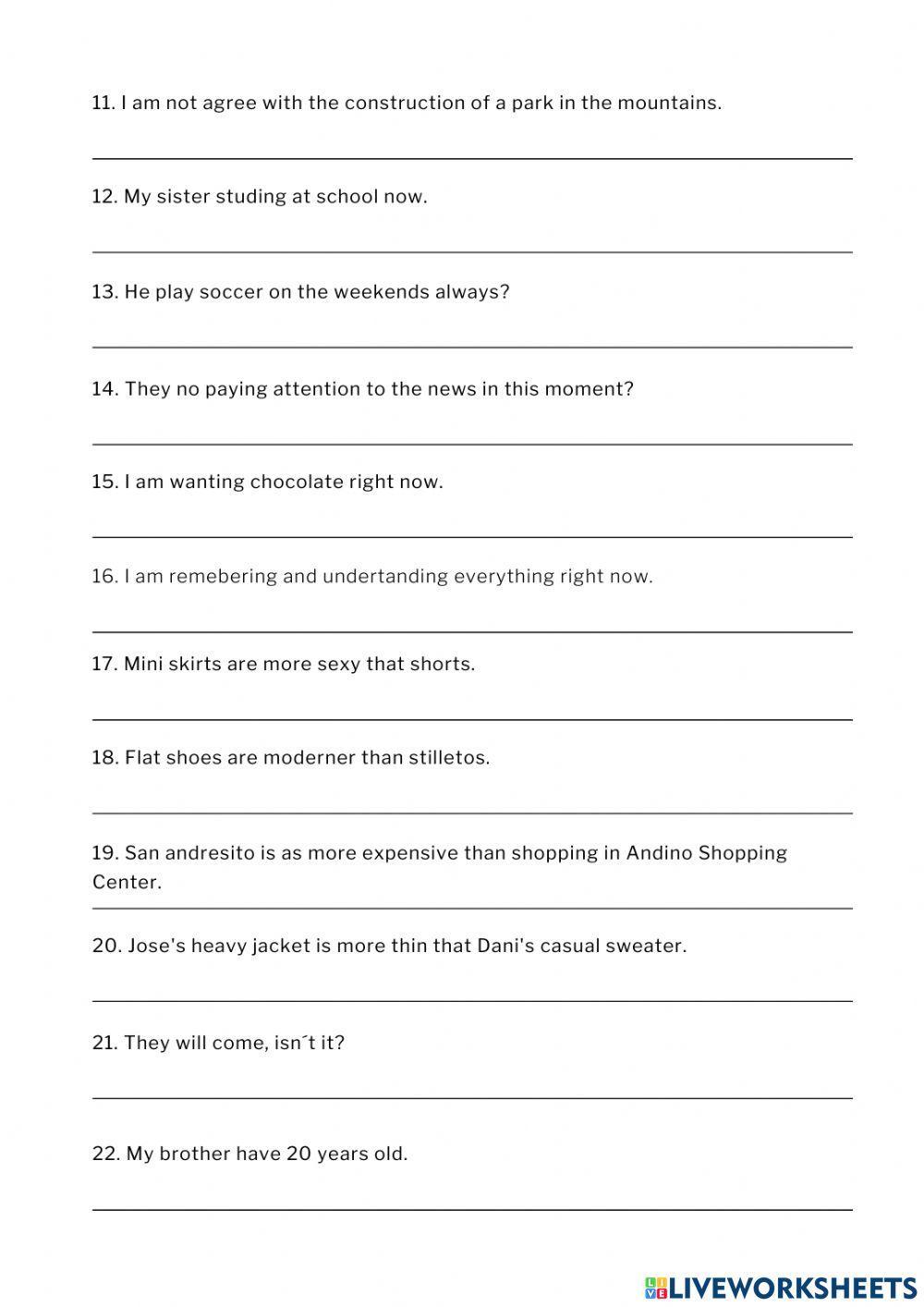 Correct the mistakes