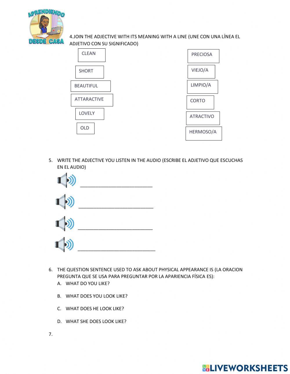 Adjectives for physical appearance