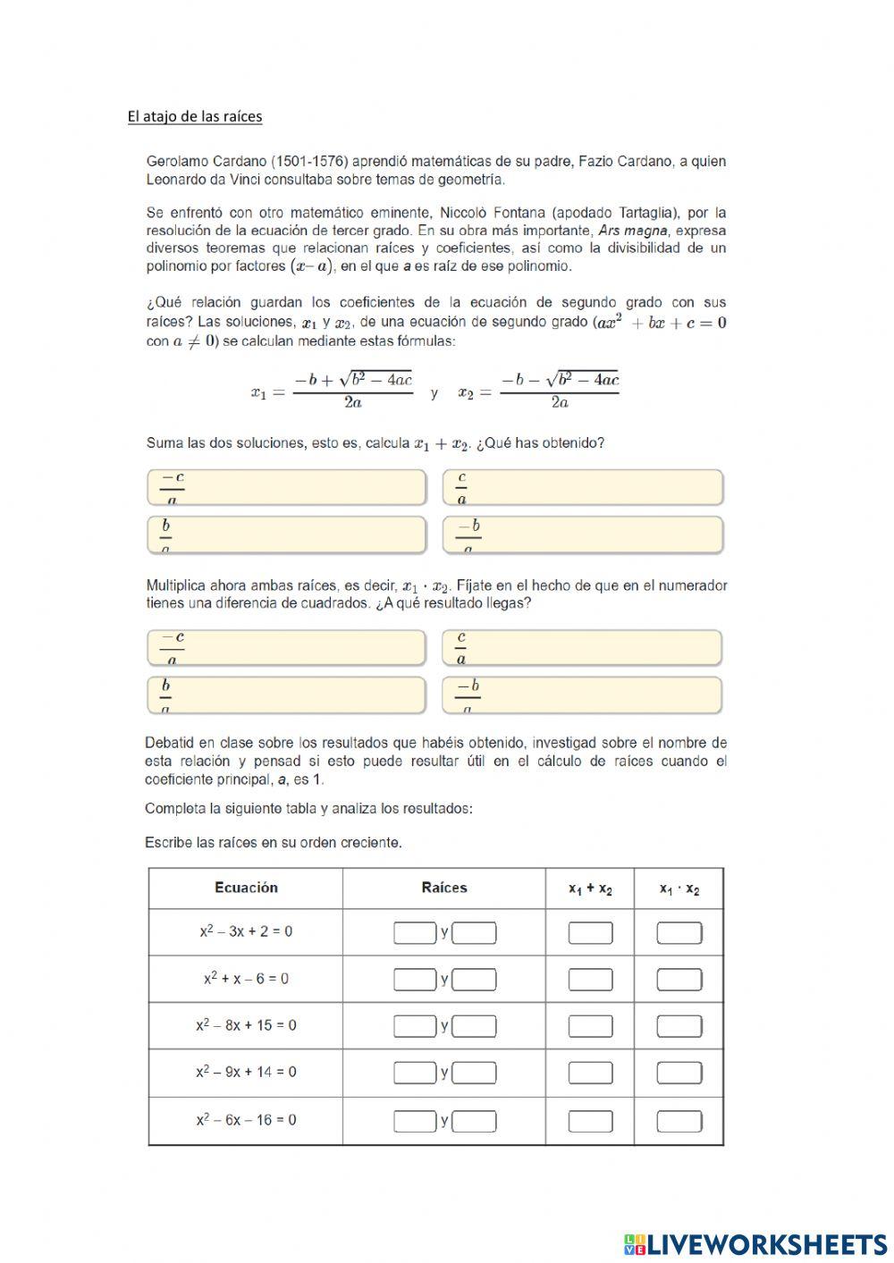 Raíces de un polinomio