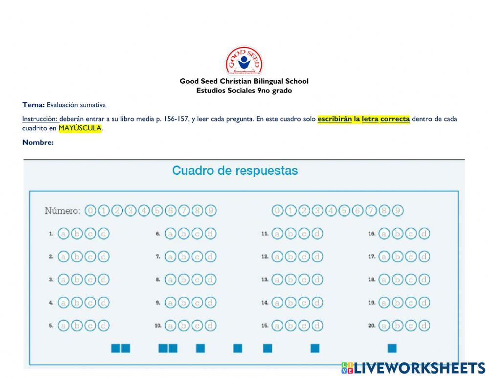 Evaluación sumativa p. 156-157