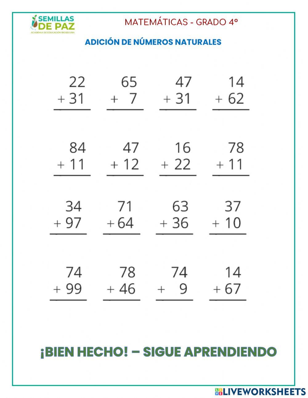 Adición de números naturales