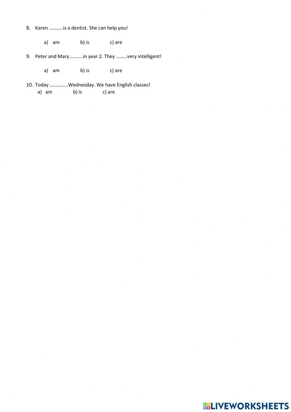 PRONOUNS and VERB TO BE