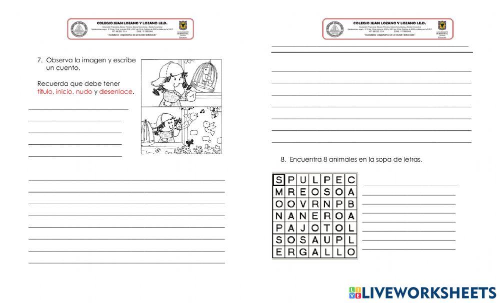 Evaluación de español trim 1