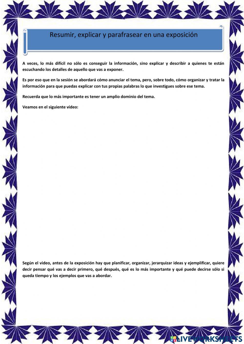 Presentar la exposición de un tema