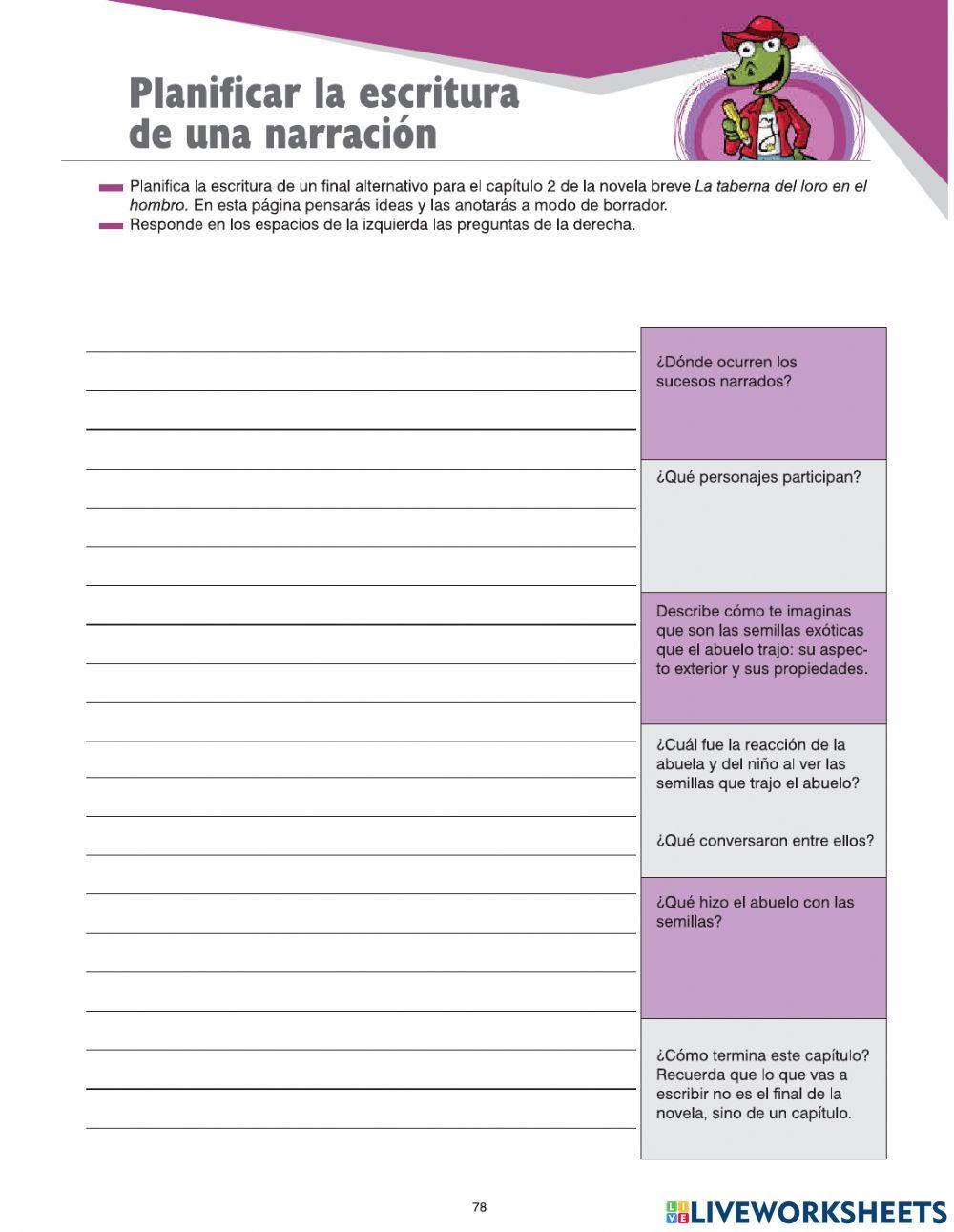 Planificar la escritura de una narración