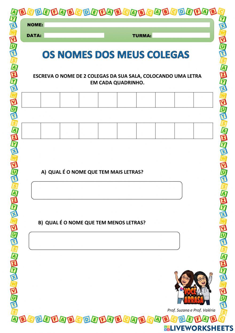 Os Nomes dos Meus Colegas