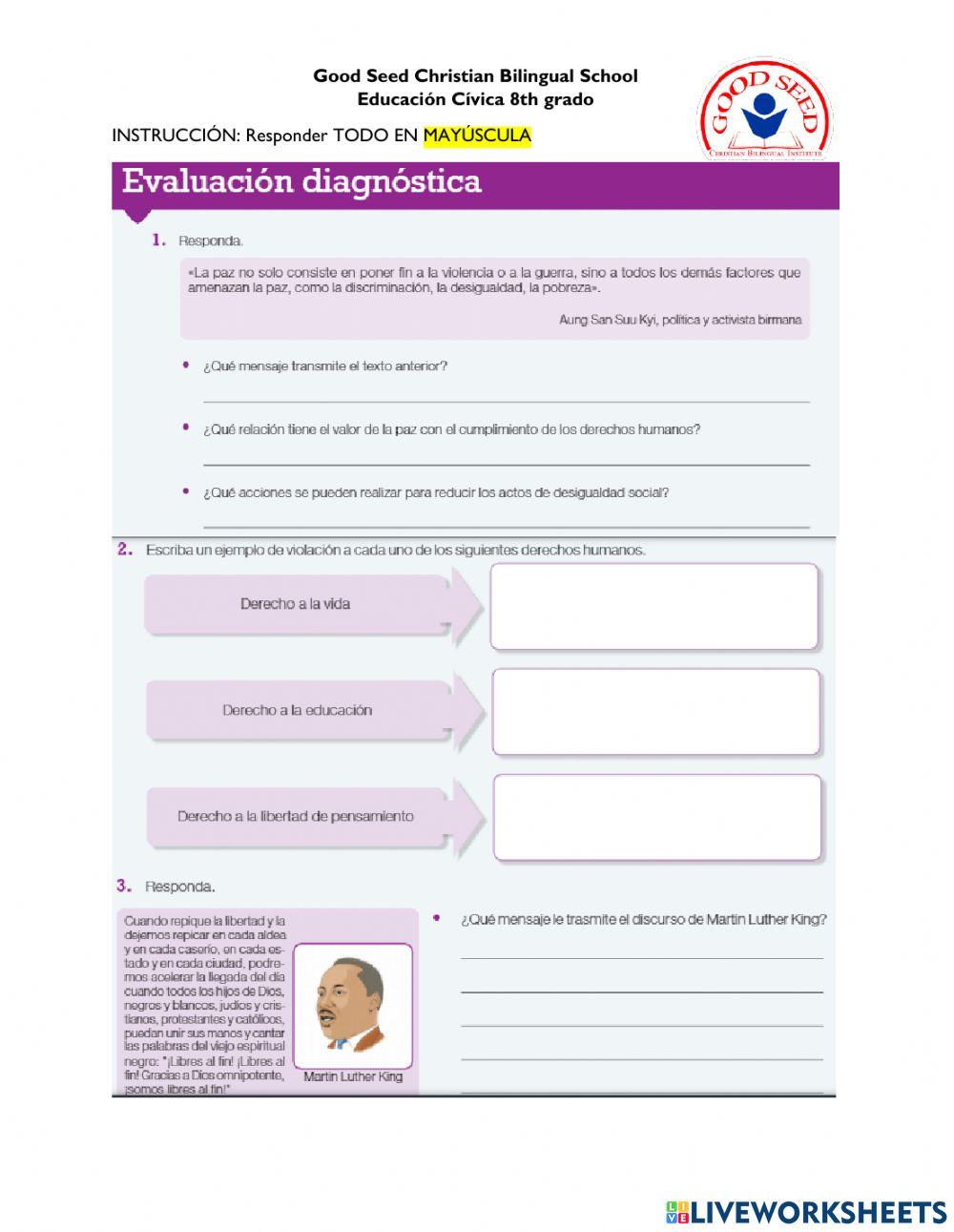 Evaluación diagnóstica p. 140-141