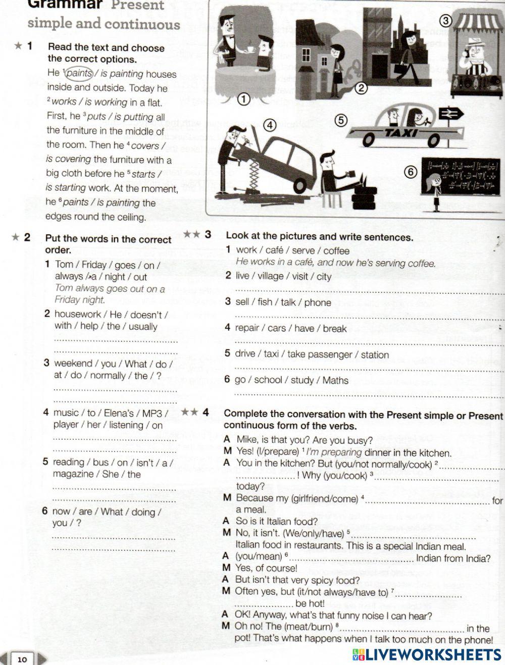 Workbook page 10- Present simple and continuous contrasted