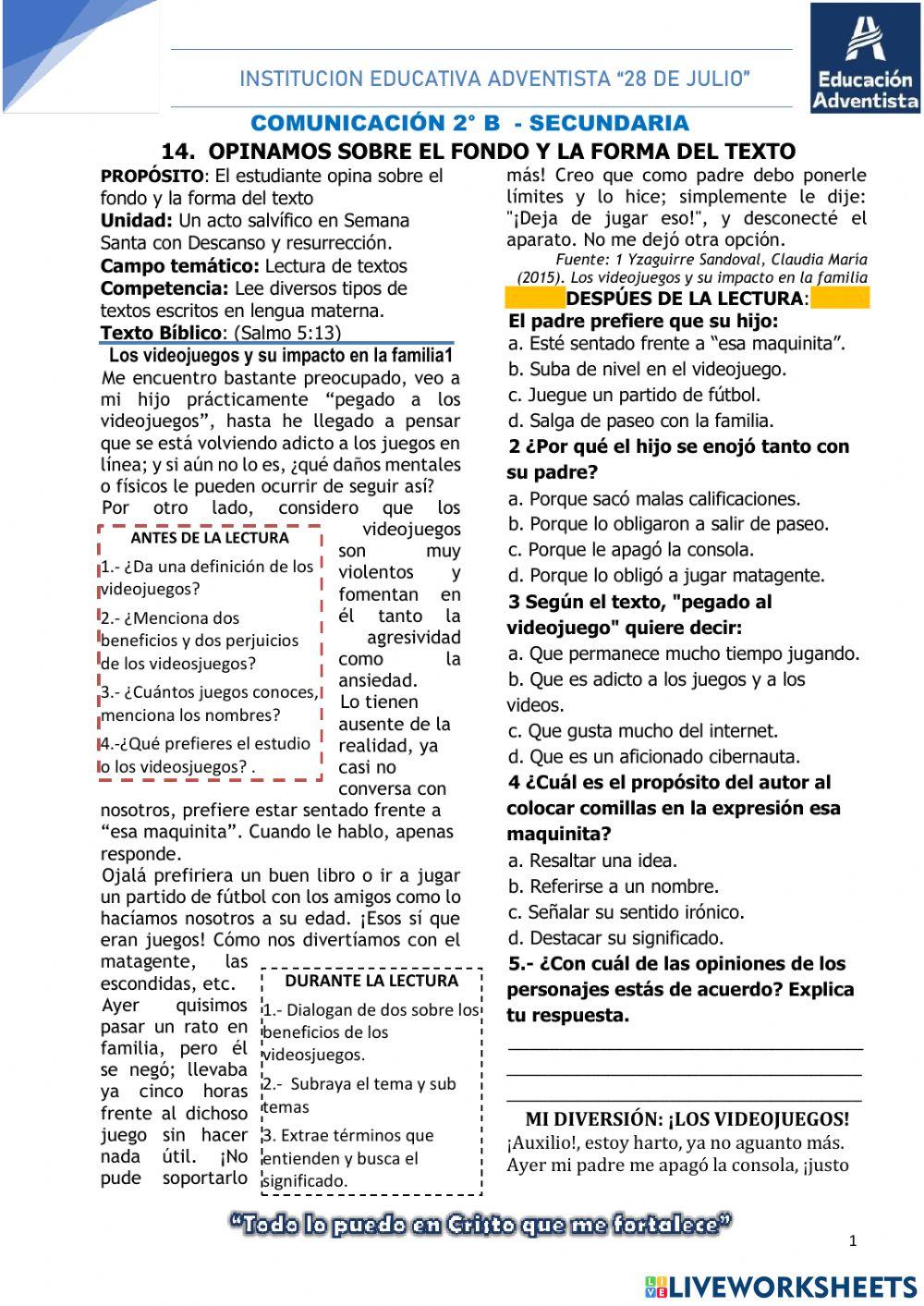 El fondo y la forma del texto