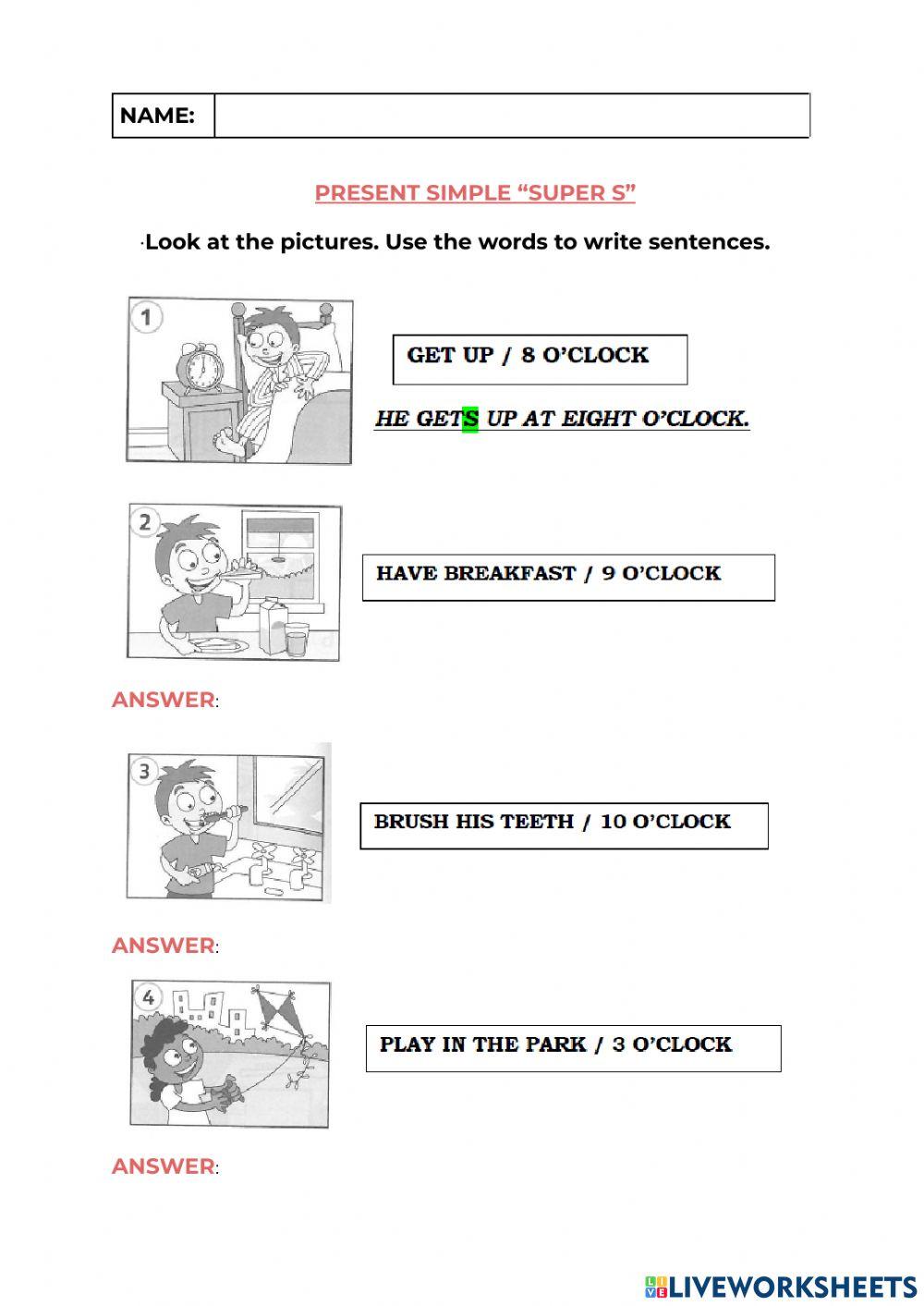 Present simple third person