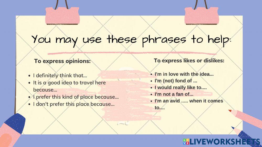 Speaking Activity : Travelling